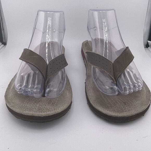 Adidas Brown Leather and Suede Flip Flops Size 7M - Picture 4 of 7